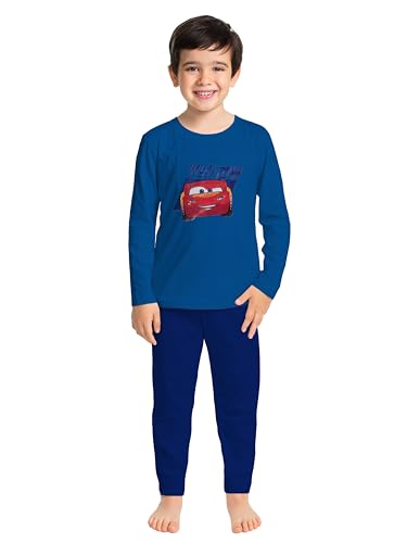 Disney Cars Schlafanzug für Jungen - Race Ready - Pyjama lang Kinder Oberteil und Hose Blau (as3, Numeric, Numeric_110, Numeric_116, Regular) von United Labels