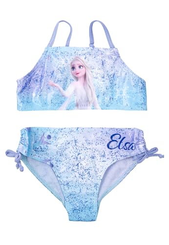 Disney Die Eiskönigin Bikini für Mädchen - ELSA Frozen Kinder Zweiteiler Schwimmanzug Blau (DE/NL/SE/PL, Numerisch, 92, Regular, Blau) von United Labels