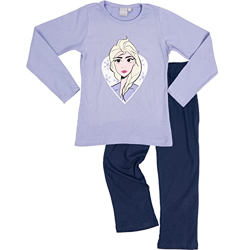 Disney Frozen – Die Eiskönigin Kinder Mädchen Pyjama Schlafanzug Set Langarm Oberteil mit Hose Schwarz/Lila Gr. 122-128 von United Labels