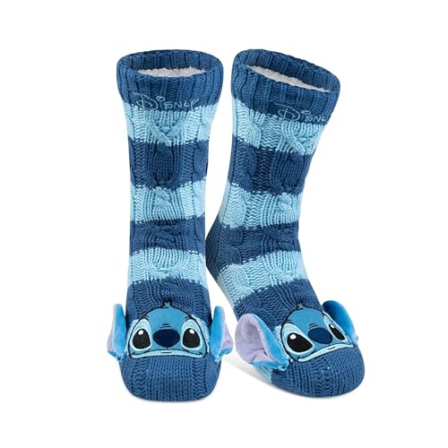 United Labels Disney Lilo & Stitch Kuschelsocken für Damen, Blau, OneSize 38-43, flauschige Stoppersocken mit Sherpa Futter, warme Socken, Hüttensocken von United Labels