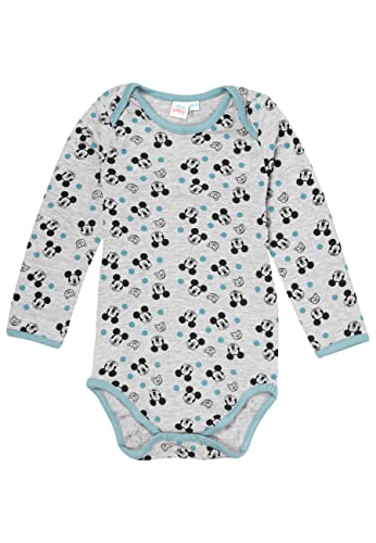 Disney Mickey Mouse Baby Body Unisex – Strampler Schlafstrampler Langarm Grau (62-68) von United Labels