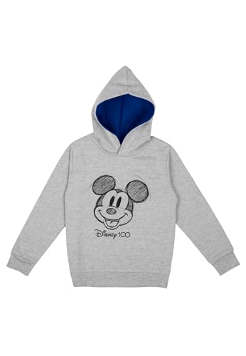 Disney Mickey Mouse Hoodie für Jungen - Kinder Kapuzenpullover Pullover mit Kapuze Sweatshirt Grau (DE/NL/SE/PL, Numerisch, 134, 140, Regular, Grau) von United Labels