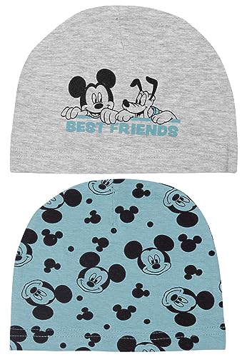 Disney Mickey Mouse Mütze Unisex Baby Beanie Mützchen Grau & Türkis (2er Pack) von United Labels