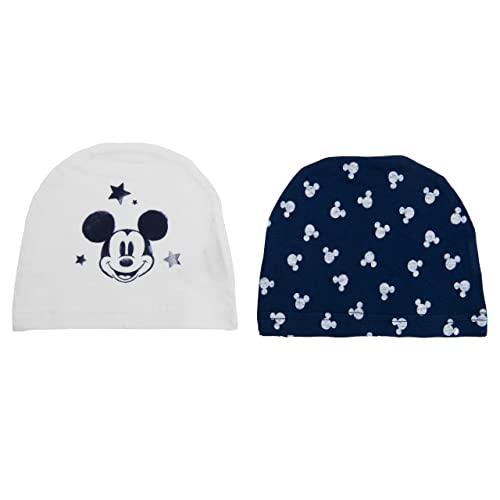 Disney Mickey Mouse Mütze Unisex Baby Beanie Mützchen Weiß & Blau (2er Pack) von United Labels