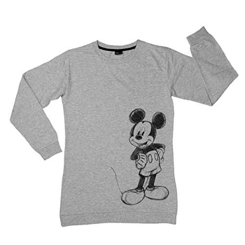 Disney Mickey Mouse Nachthemd für Damen Schlafshirt Pyjama langärmlig Lange Ärmel Oberteil Grau (XL) von United Labels