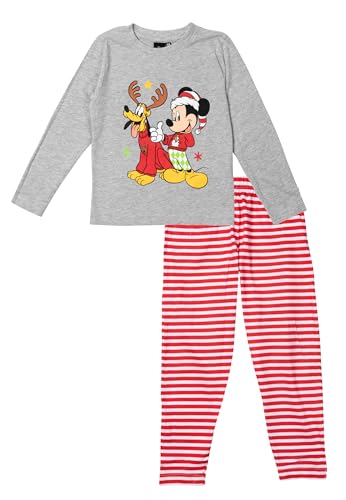 Disney Mickey Mouse Schlafanzug für Jungenn - Micky & Pluto Kinder Pyjama Set Langarm Oberteil mit Hose Grau/Rot (as3, Numeric, Numeric_98, Numeric_104, Regular) von United Labels