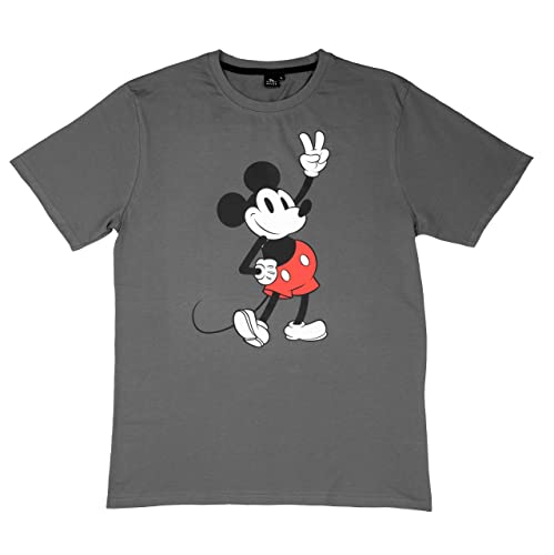 Disney Mickey Mouse T-Shirt für Männer Herren Oberteil Shirt kurzärmlig Hemd Grau (as3, Alpha, m, Regular, Regular, M) von United Labels