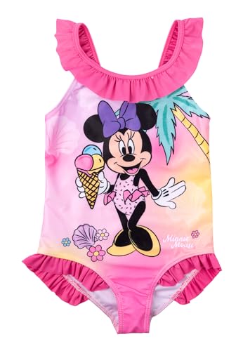 Disney Minnie Mouse Badeanzug mit Rüschen für Mädchen - Kinder Schwimmanzug Pink (DE/NL/SE/PL, Numerisch, 134, 140, Regular, Pink) von United Labels