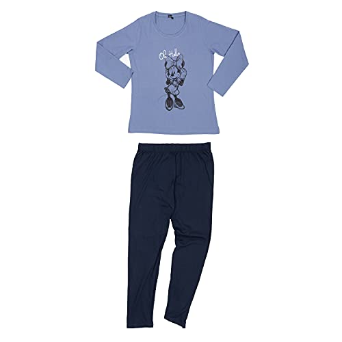 Disney Minnie Mouse Damen Pyjama Schlafanzug Set Langarm Oberteil mit Hose Blau Schwarz (L) von United Labels