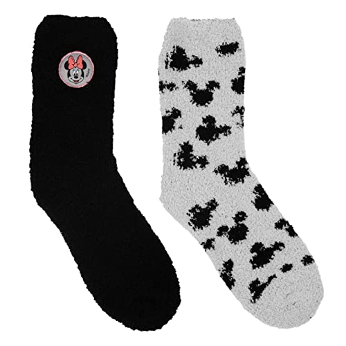 Disney Minnie Mouse Kuschelsocken für Damen Flauschige Wintersocken Socken Schwarz/Grau (2er Pack) (as3, numeric, numeric_35, numeric_38, regular, regular) von United Labels