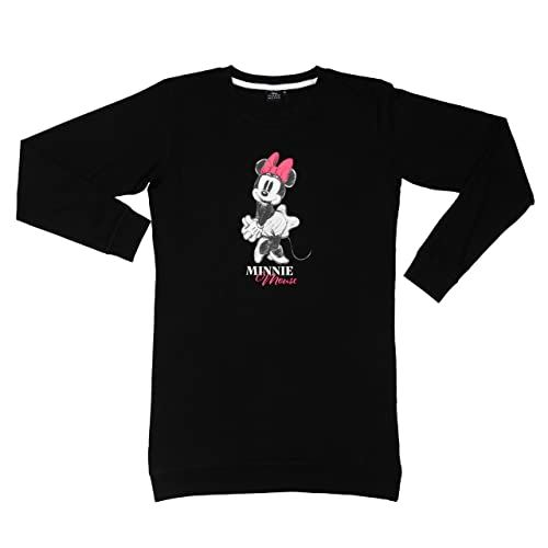 Disney Minnie Mouse Nachthemd für Damen - Schlafshirt Pyjama Langarm Oberteil Schwarz (M) von United Labels