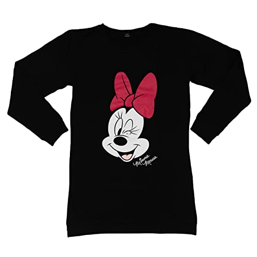Disney Minnie Mouse Nachthemd für Damen - Schlafshirt Pyjama Langarm Oberteil Schwarz (XL) von United Labels