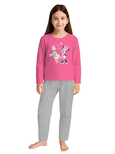 Disney Minnie Mouse Schlafanzug für Mädchen - Minnie & Daisy Kinder Pyjama Set Langarm Oberteil mit Hose Pink/Grau (as3, Numeric, Numeric_134, Numeric_140, Regular, 134-140) von United Labels