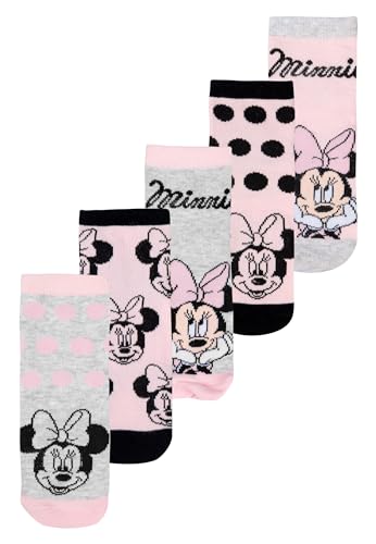 Disney Minnie Mouse Socken für Mädchen - Kinder Sneaker Söckchen Kindersocken Rosa/Grau (5er Pack) (DE/NL/SE/PL, Numerisch, 31, 34, Regular, Rosa/Grau) von United Labels