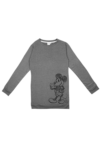Disney Minnie Mouse Sweatkleid für Damen - Oversize Sweatshirt lang Pullover Langarm Grau (DE/NL/SE/PL, Alphanumerisch, S, Regular, Regular, Grau) von United Labels