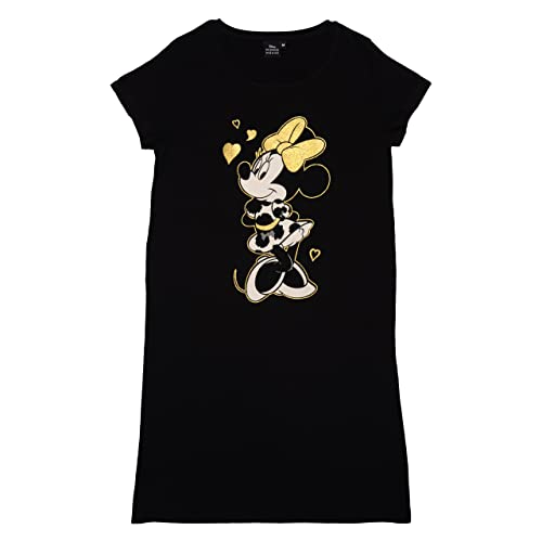 Disney Minnie Mouse T-Shirt für Damen - Oberteil Frauen Shirt Bigshirt Oversize Top Schwarz (as3, Alpha, m, Regular, Regular, M) von United Labels