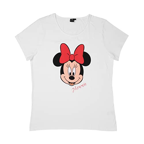 Disney Minnie Mouse T-Shirt für Damen Oberteil Frauen Shirt Top Weiß (as3, Alpha, l, Regular, Regular, L) von United Labels