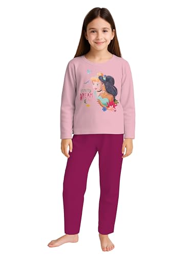 Disney Princess Schlafanzug für Mädchen Kinder Pyjama Set Langarm Oberteil mit Hose Rosa/Pink (as3, Numeric, Numeric_98, Numeric_104, Regular, 98-104) von United Labels