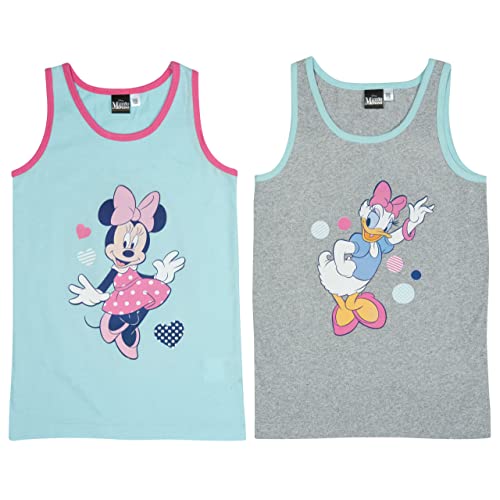 Disney Unterhemd für Mädchen - Minnie & Daisy Kinder Tank Top Hemdchen Blau/Grau (2er Pack) (as3, Numeric, Numeric_110, Numeric_116, Regular, 110-116) von United Labels