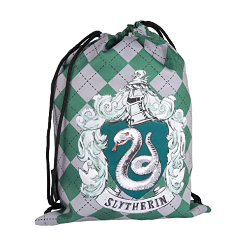 Harry Potter Turnbeutel - Slytherin Sportbeutel Rucksack Stoffrucksack mit Kordelzug Grau/Grün von United Labels