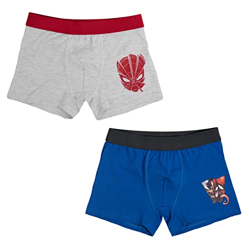 Marvel Spiderman Boxershorts für Jungen Unterhose Unterwäsche Grau/Blau (2er Pack) (as3, Numeric, Numeric_110, Numeric_116, Regular) von United Labels