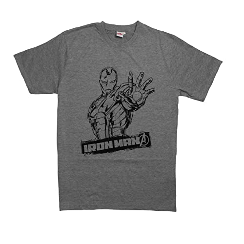 Marvel T-Shirt für Männer – Iron Man Herren Oberteil Shirt kurzärmlig Hemd Grau (L) von United Labels