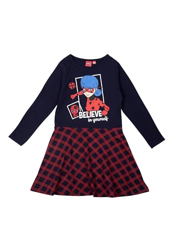 Miraculous Kleid für Mädchen - Ladybug Believe in Yourself Kleidchen Rock Langarm Blau/Rot (DE/NL/SE/PL, Numerisch, 134, 140, Regular, Blau/Rot) von United Labels