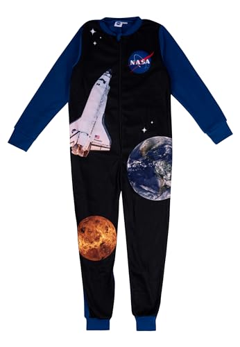 NASA Jumpsuit für Jungen - Overall Kinder Pyjama Schlafanzug Langarm Blau/Schwarz (DE/NL/SE/PL, Numerisch, 122, 128, Regular, Blau/Schwarz) von United Labels