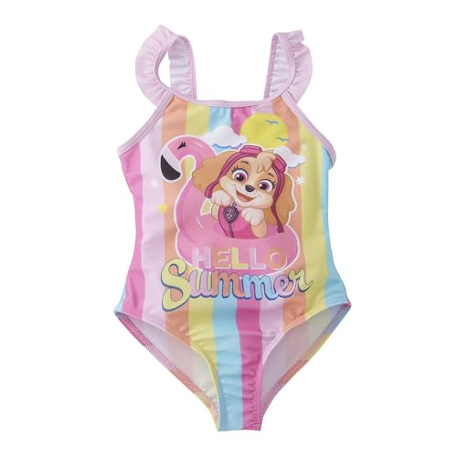 United Labels Paw Patrol Badeanzug für Mädchen mit Rüschen, Skye Hello Summer, Bunt, 122-128, Schwimmanzug Kinder, Schwimmkleidung von United Labels