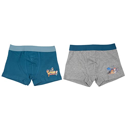 Paw Patrol Boxershorts für Jungen Kinder Unterhose Unterwäsche Grau/Blau (2er Pack) (as3, Numeric, Numeric_122, Numeric_128, Regular, 122-128) von United Labels