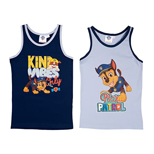 Paw Patrol - Chase Rubble Unterhemd für Jungen Kinder Tank Top Hemdchen Unterwäsche Blau (2er Pack) (as3, Numeric, Numeric_98, Numeric_104, Regular, 98-104) von United Labels