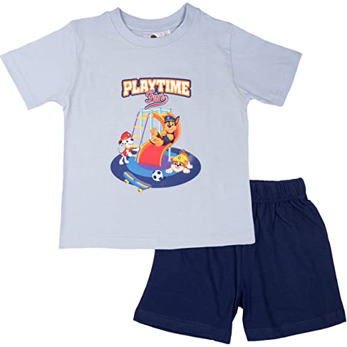 Paw Patrol Schlafanzug für Jungen - Playtime Fun Kinder Pyjama Set Kurzarm Oberteil mit Hose Blau (as3, Numeric, Numeric_98, Numeric_104, Regular, 98-104) von United Labels