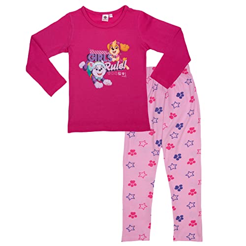 Paw Patrol Schlafanzug für Mädchen - Girls Rule - Kinder Pyjama Set Langarm Oberteil mit Hose Rosa/Pink (as3, Numeric, Numeric_110, Numeric_116, Regular) von United Labels