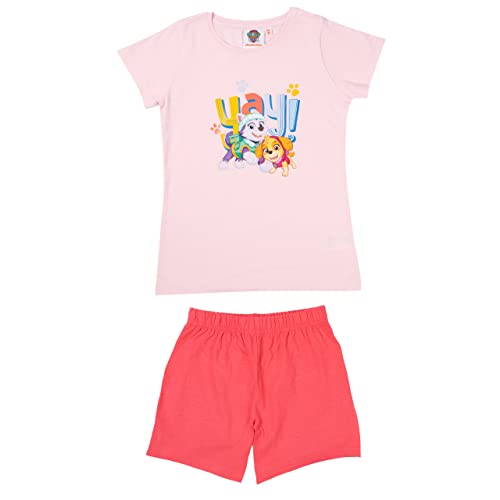 Paw Patrol Schlafanzug für Mädchen - Skye & Everest Kinder Pyjama Set Kurzarm Oberteil mit Hose Rosa/Pink (as3, Numeric, Numeric_122, Numeric_128, Regular, 122-128) von United Labels