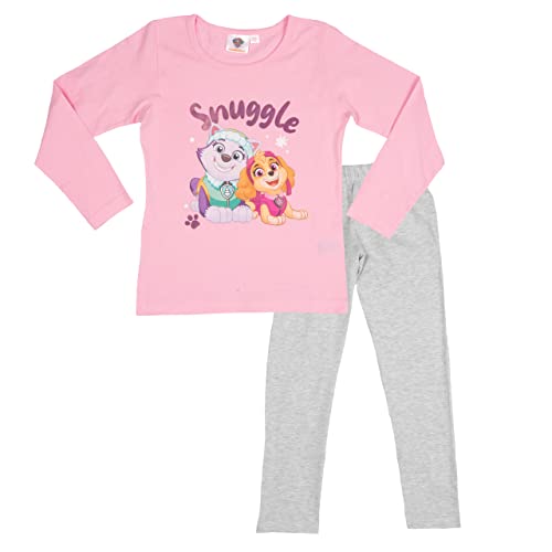 Paw Patrol Schlafanzug für Mädchen - Snuggle Kinder Pyjama Set Langarm Oberteil mit Hose Grau/Rosa (as3, Numeric, Numeric_122, Numeric_128, Regular, 122-128) von United Labels