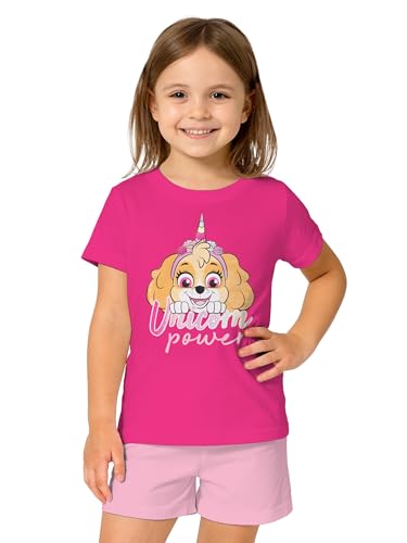 Paw Patrol Schlafanzug für Mädchen - Unicorn Power - Kinder Pyjama Set Kurzarm Oberteil mit Hose Rosa/Pink (as3, Numeric, Numeric_110, Numeric_116, Regular) von United Labels