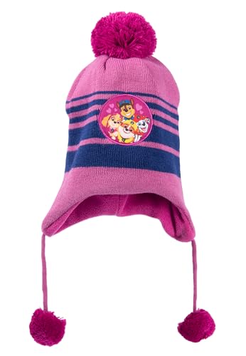 Paw Patrol Strickmütze für Mädchen - Kinder Wintermütze mit Bommel Mütze Pink/Blau von United Labels