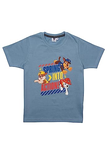 Paw Patrol T-Shirt für Jungen - Spring Into Action - Oberteil Kinder Shirt kurzärmlig Blau (as3, Numeric, Numeric_110, Numeric_116, Regular) von United Labels