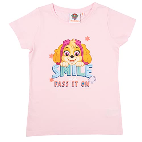 Paw Patrol T-Shirt für Mädchen Skye - Smile and Pass it on Oberteil kurzärmlig Rosa (as3, Numeric, Numeric_122, Numeric_128, Regular, 122-128) von United Labels