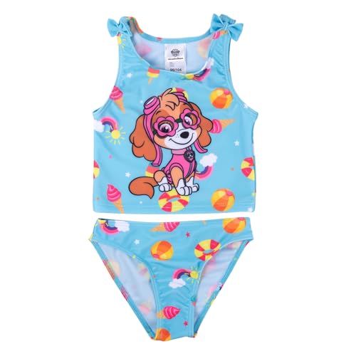 United Labels Paw Patrol Tankini Badeanzug für Mädchen mit Schleifen, Skye, Blau, 122-128, zweiteiliges Bademode Set Kinder, Schwimmkleidung von United Labels