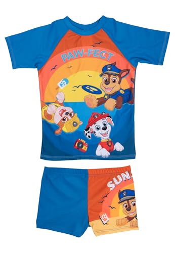 Paw Patrol UV Schwimmset für Jungen - Kinder Badeanzug Set Oberteil und Hose Zweiteiler Blau (DE/NL/SE/PL, Numerisch, 110, 116, Regular, Blau) von United Labels