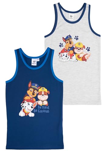 Paw Patrol Unterhemd für Jungen Kinder Tank Top Hemdchen Unterwäsche Blau/Grau (2er Pack) (DE/NL/SE/PL, Numerisch, 110, 116, Regular, Blau/Grau) von United Labels