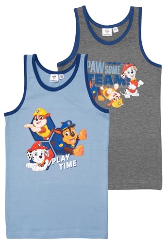 Paw Patrol Unterhemd für Jungen Kinder Tank Top Hemdchen Unterwäsche Blau/Grau (2er Pack) (DE/NL/SE/PL, Numerisch, 122, 128, Regular, Blau/Grau) von United Labels