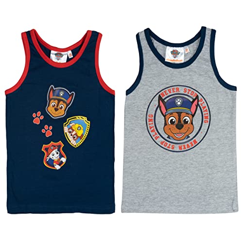 Paw Patrol Unterhemd für Jungen Kinder Tank Top Hemdchen Unterwäsche Blau/Grau (2er Pack) (as3, Numeric, Numeric_122, Numeric_128, Regular, 122-128) von United Labels