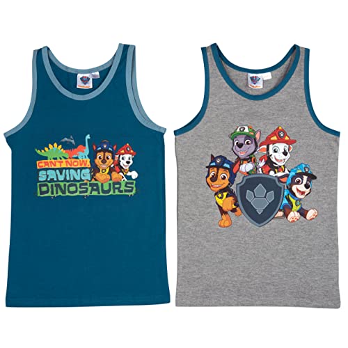 Paw Patrol Unterhemd für Jungen Kinder Tank Top Hemdchen Unterwäsche Blau/Grau (2er Pack) (as3, Numeric, Numeric_122, Numeric_128, Regular, 122-128) von United Labels