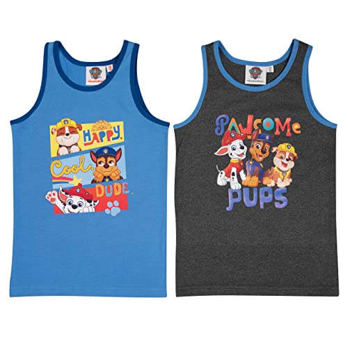 Paw Patrol Unterhemd für Jungen Kinder Tank Top Hemdchen Unterwäsche Blau/Grau (2er Pack) (as3, Numeric, Numeric_98, Numeric_104, Regular, 98-104) von United Labels