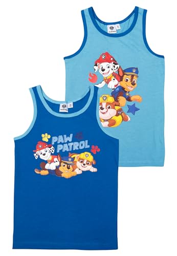 Paw Patrol Unterhemd für Jungen - Kinder Tank Top Hemdchen Unterwäsche Blau (2er Pack) (DE/NL/SE/PL, Numerisch, 110, 116, Regular, Blau) von United Labels