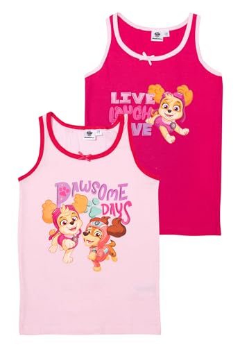 Paw Patrol Unterhemd für Mädchen - Kinder Tank Top Hemdchen Unterwäsche Rosa/Pink (2er Pack) (DE/NL/SE/PL, Numerisch, 98, 104, Regular, Rosa/Pink) von United Labels