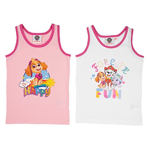 Paw Patrol Unterhemd für Mädchen Kinder Tank Top Hemdchen Unterwäsche Rosa/Weiß (2er Pack) (as3, Numeric, Numeric_110, Numeric_116, Regular, 110-116) von United Labels