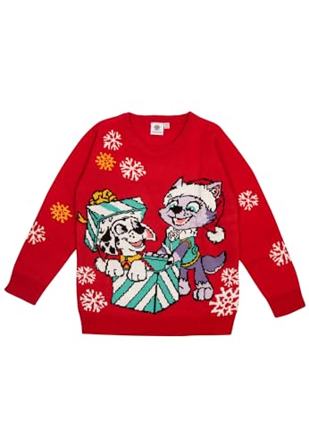 Paw Patrol Winterpullover für Kinder - Marshall und Everest Winter Strick Pullover Sweatshirt Ugly Sweater Rot (as3, Numeric, Numeric_110, Numeric_116, Regular) von United Labels